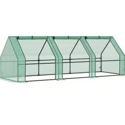 Outsunny 3 ft. W x 9 ft. L x 3 ft. H Portable Mini Greenhouse with 3 Large Zippered Doors Weather Protection & Durable Material #Q2-775