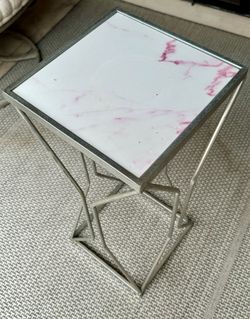 Tall Corner White and Silver Plant Stand