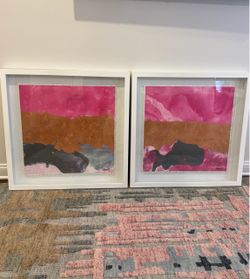 Framed original 32”x31” Abstract art from gallery  - 2 pieces for $150