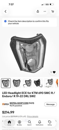 LED Headlight ECE for KTM 690 SMC R / Enduro/ R 19-22 DRL SW2