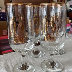 Coors Beer Glasses Gold Rimmed Set Of Four Vintage 