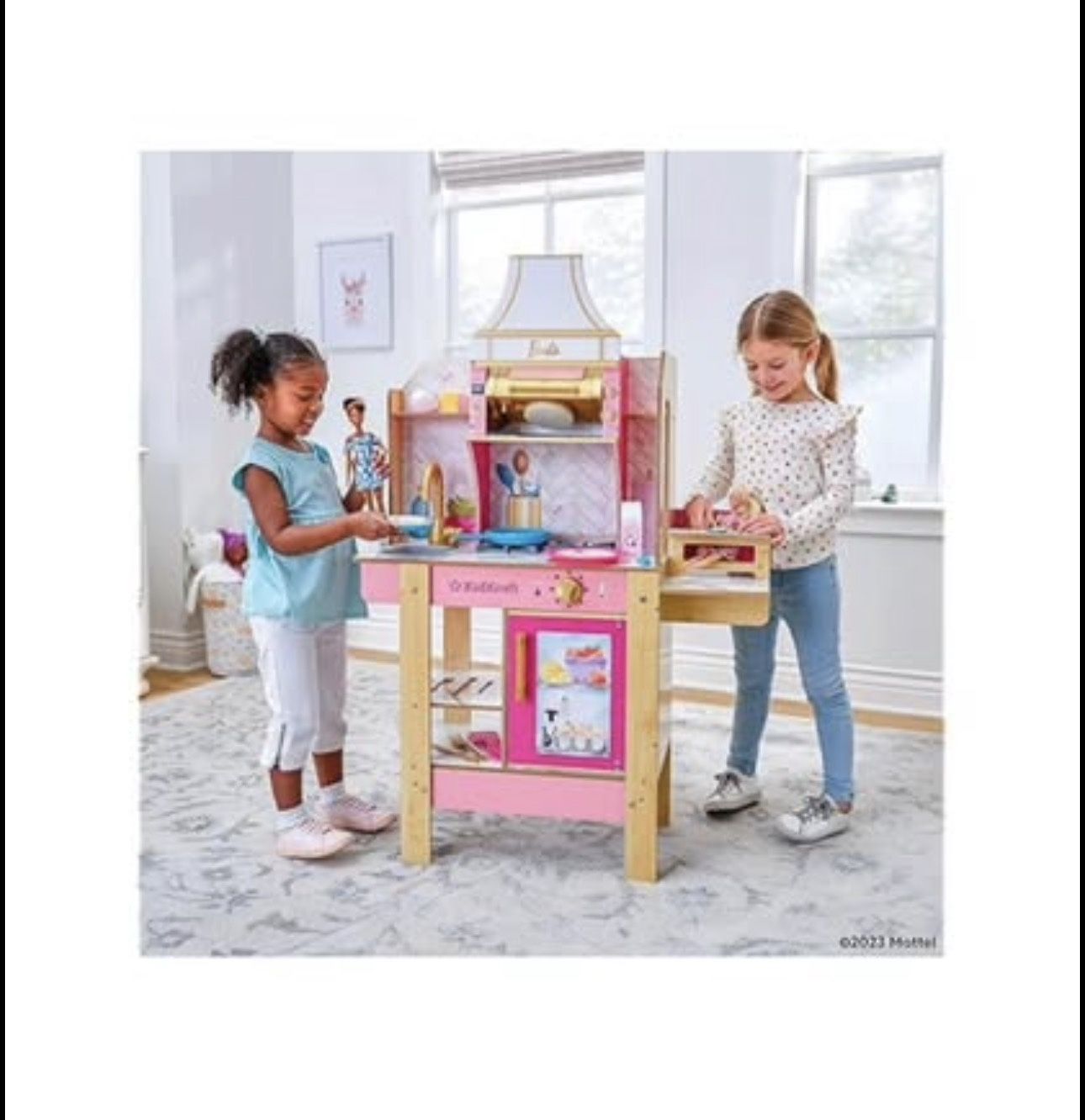 KidKraft Cook with Barbie™ Wooden Play Kitchen with Lights, Sounds & 30 Accessories