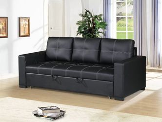 Sofa Convertible bed Black Faux Leather, New Especial price