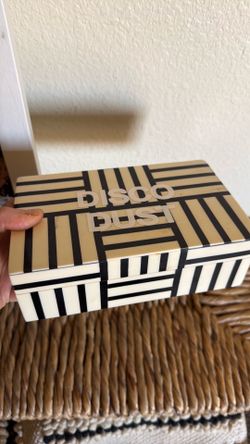 5x8” custom black-and-white art deco style disco dust lacquer box