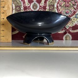 Vintage Japanese Mid Century Black Lacquered Tripod Ceramic Noel