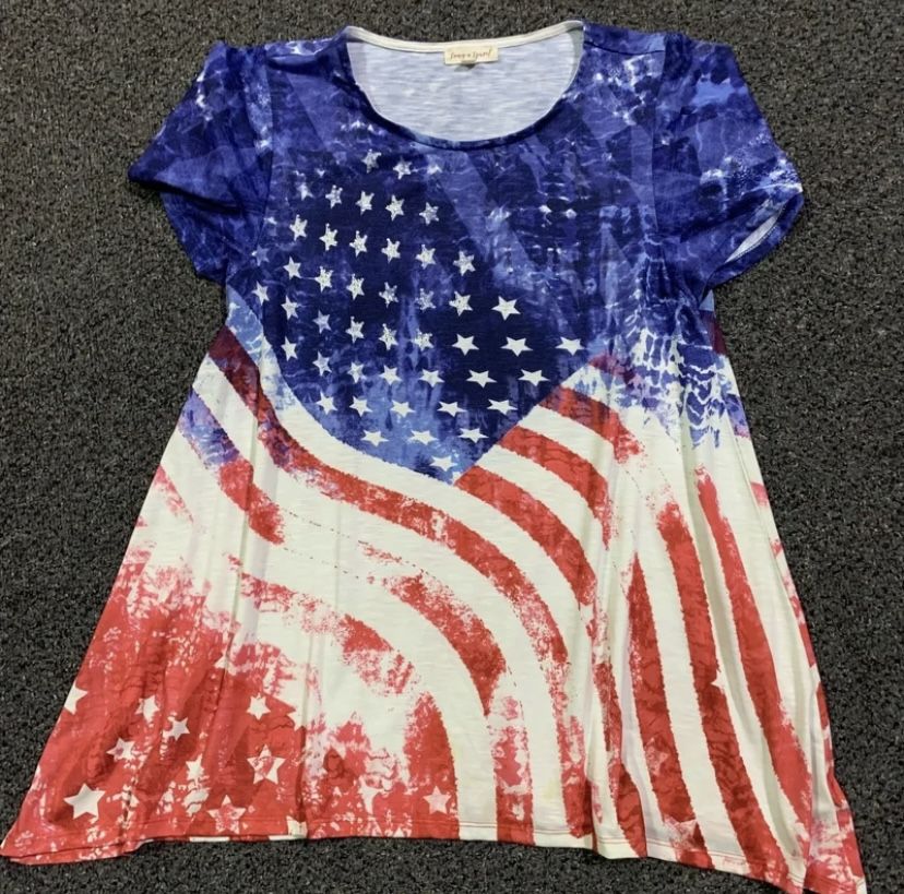 Womens Size Large fourth 4th Of July Patriotic Flag Tunic Shirt