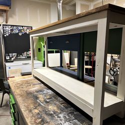 Walnut Top Console / Sofa Table – White Base, 6’ Long, Handcrafted