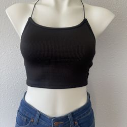 Black Ribbed Crop Top $9
