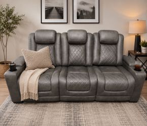 Three-Seat Reclining Home Theater Sofa with Cupholders