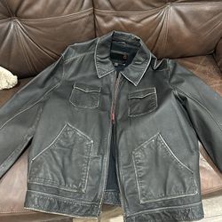 Men’s Guess Black Leather Jacket 