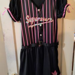 Superstar Cutie Black With Pink Baseball Costume Sports Dress Size Large