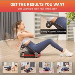 ZELUS Ab Machine with Resistance Bands for Home Gym, 2 in 1 Ab Workout Equipment with Rebound Assist 4 Intensities, Core Strength Trainer Whole Body E