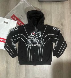 Black Supreme Fox Racing Zip-Up Hoodie — Size [medium]