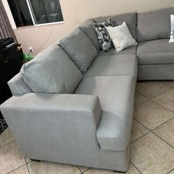 Beautiful Light Grey Sectional Couch From LIVING SPACES 