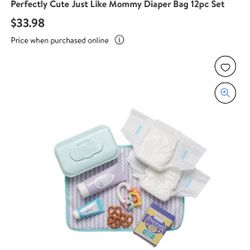 Perfectly Cute Just Like Mommy Diaper Bag 12pc Set New