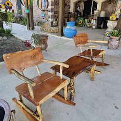 Wooden Rocking Chair Bench Rustic Set. $220 cada una