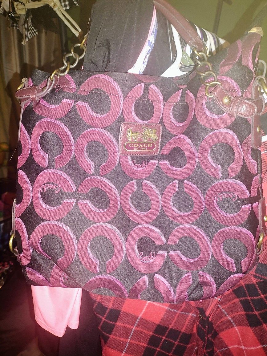 Large Red Authentic Coach Bag