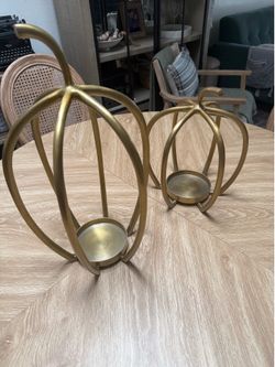 Set of Pottery Barn Viral Brass Pumpkin Candle Holders