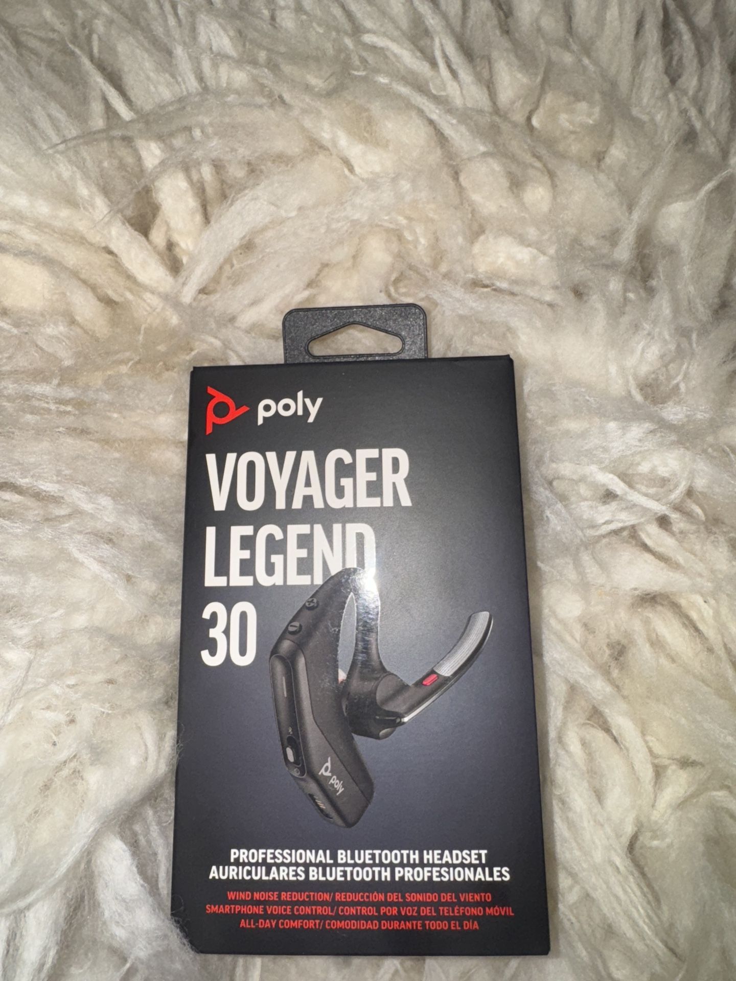 New Never Opened POLY HP Voyager Legend 30 - Bluetooth Monaural Headset - Discreet Boom & 4 Noise-Canceling Mics, WindSmart Technology, All-Day Comfor