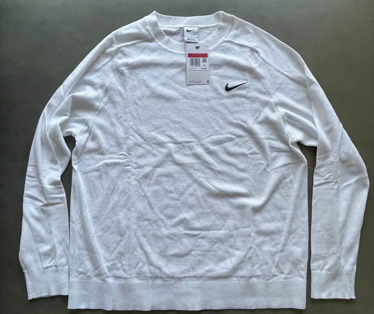 Nike Tiger Woods Knit Golf Sweater Mens Large White DR5291-100