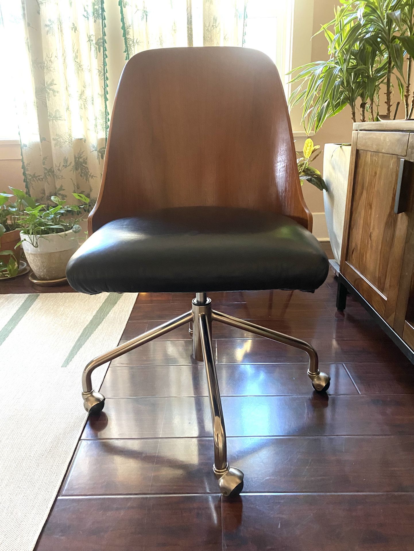 West Elm Swivel Office Chair Leather Seat