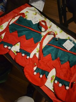 Christmas Elf pants gift bags Set with Bells