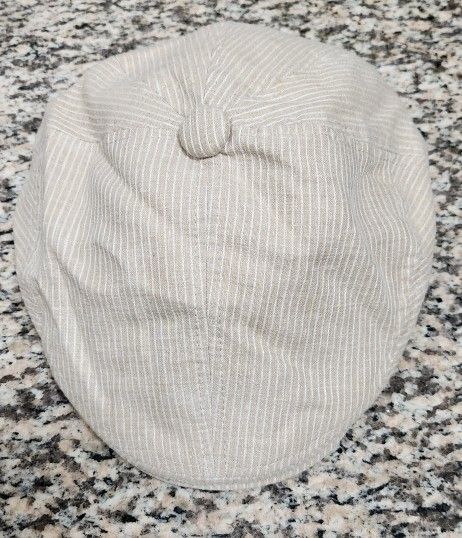 Drivers Cap Yellow 108, tan with White stripes