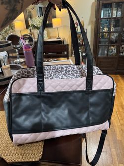 Pink and Black Quilted Tote Bag