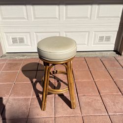 Authentic Vintage Rattan Stool with Swivel seat