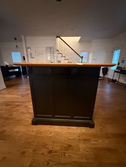 Homestyles Americana Black Bar with Wood Top