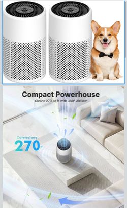 Air Purifiers for Bedroom, Dorm Room, True HEPA Filter for Smoke, White