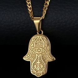 Hamsa Pendant Chain New Gold 