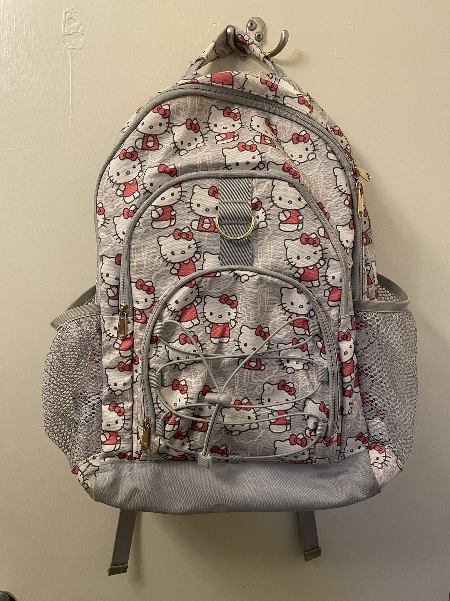 Hello Kitty Pottery Barn Teen XL Backpack Gray with light pink - SUPER CUTE!