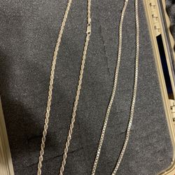 3mm 925 Silver Rope 22”  And Box Chain 24”