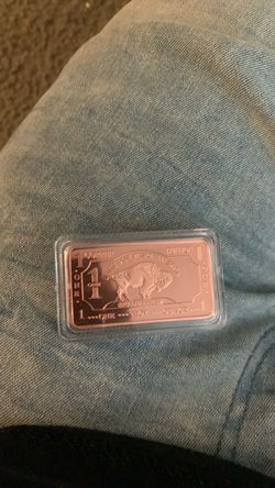 1 Troy Ounce Copper Bullion Bar Buffalo Design