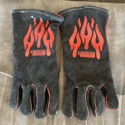 Lincoln Electric Black Red Suede Welding Gloves Canvas Lined