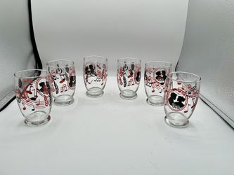 Vintage 1950s “Mr. Bartender” Glasses Of 6 Features A Kitschy Music 🎶