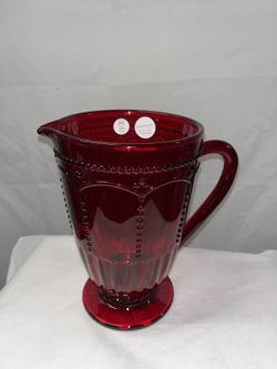Princess House Marbella Ruby Glass Pitcher 3258 Red Vintage