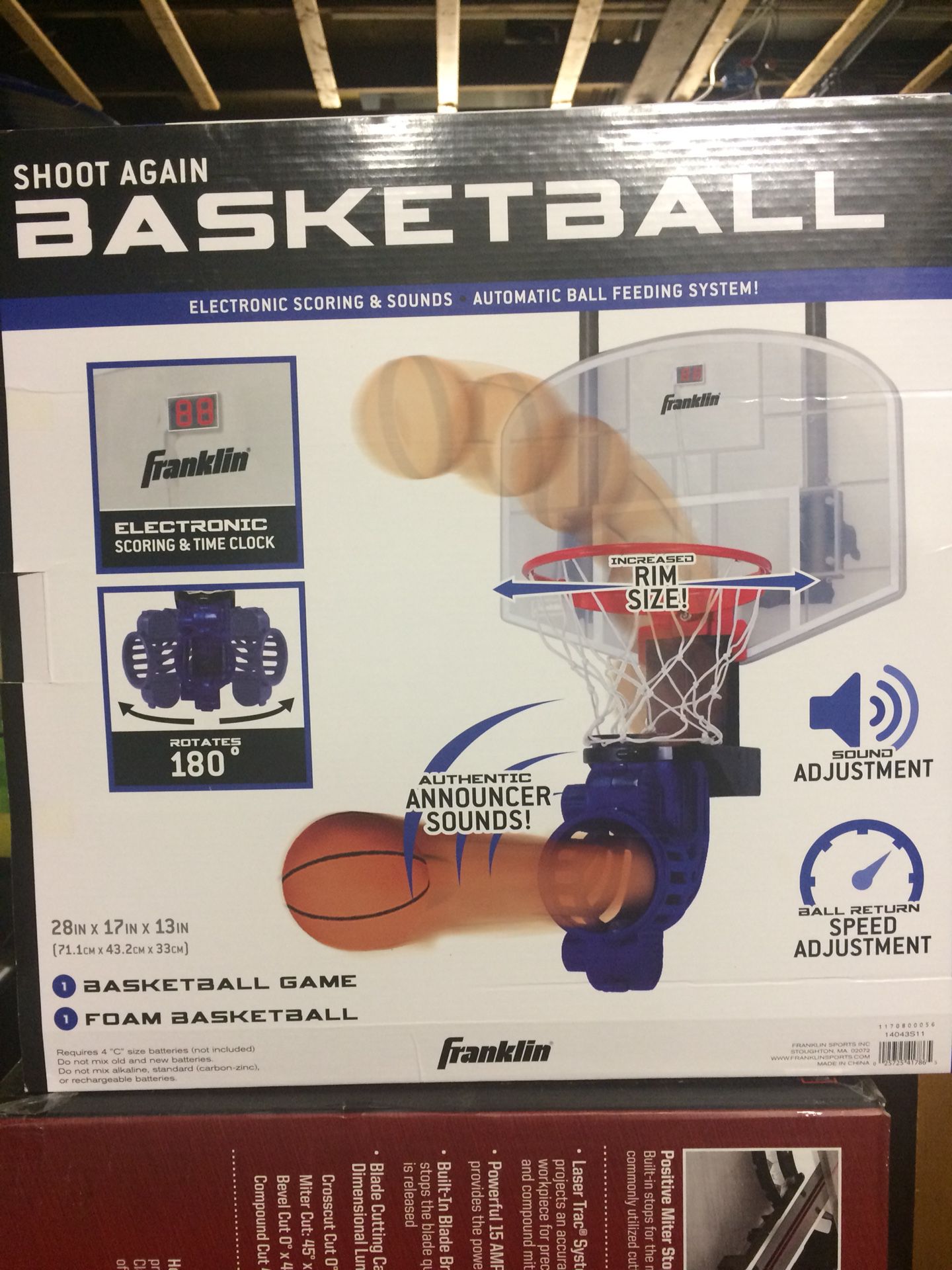 Franklin Shoot Again Indoor basketball hoop with ball return & timer