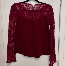 Red Romantic Lace Blouse