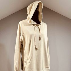 New Small Loose Fit Beige Hoodie
