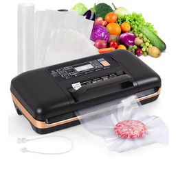KnJuLee Vacuum Sealer Machine – Food Saver, One-Touch Seal, Double Seal, Built-In Cutter, Includes 1 Roll & 10 Pre-Cut Bags, For Dry & Moist Food