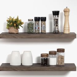 Millwood Pines Desseray Set of 2 Reclaimed Elm Floating Shelves