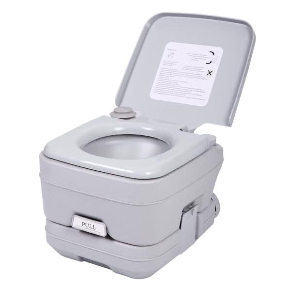 2.6 Gal. Gray Porta Potty Portable Toilet No Leakage Camping RV Outdoor Toilet