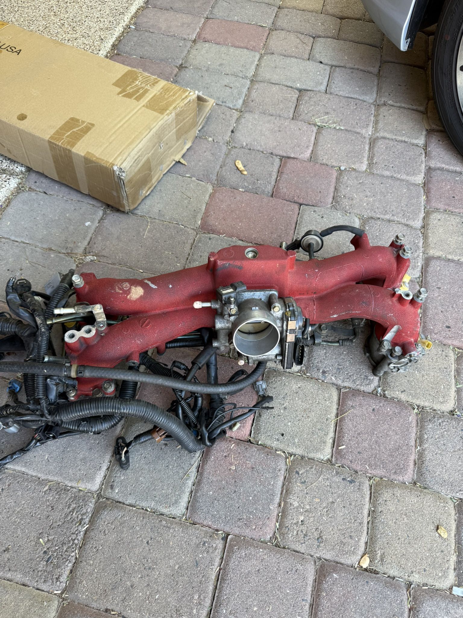 Subaru WRX STI intake manifold injectors engine harness TGVs fuel lines OEM