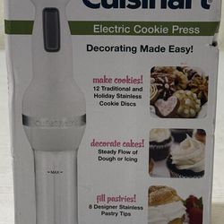 CUISINART CCP-10 ELECTRIC COOKIE PRESS 12 DISCS & 8 DECORATING TIPS NO RECIPES