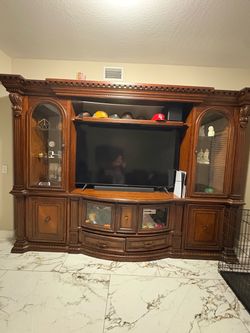 Large Wood Entertainment Center Wall Unit