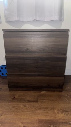 3-Drawer Dresser Dark Brown Wood Finish