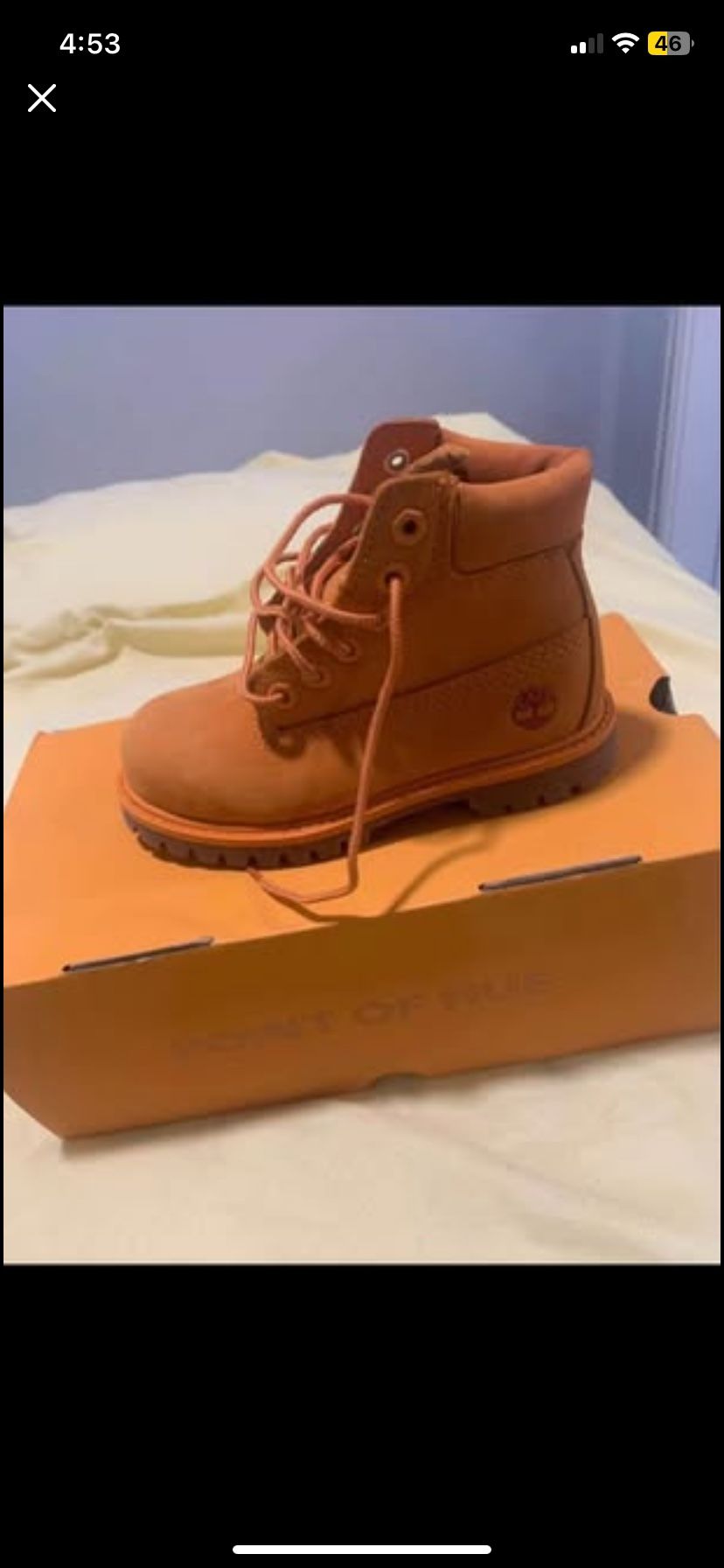 [Toddler -Size 10]Timberlands Premium 6 In Waterproof Boots Medium Orange Nubuck 