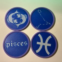 Pisces Zodiac Coasters (Set of 4)